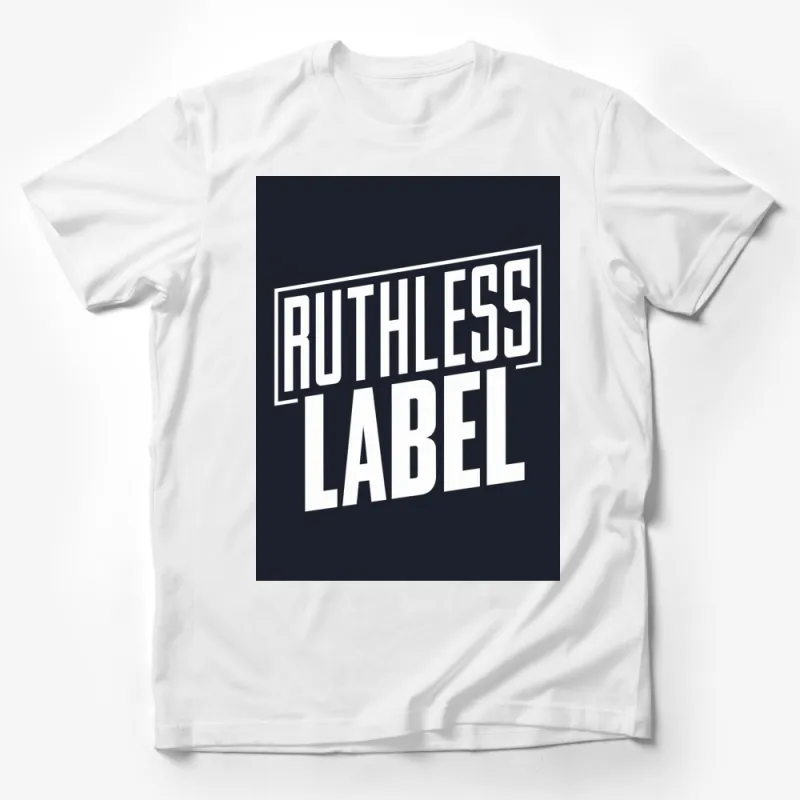 Ruthless Label Bold Text Graphic Tee, Stylish Urban Streetwear T-Shirt, Unisex Fashion Top Male T-Shirt