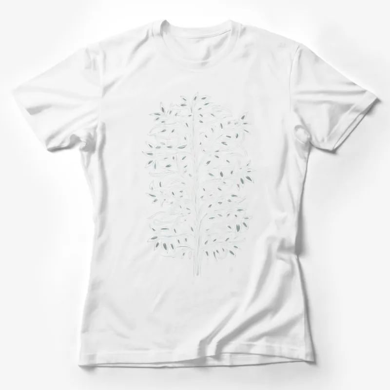 Elegant White Leaf Pattern T-Shirt, Minimalist Botanical Design Tee, Unisex Casual Wear Female T-Shirt