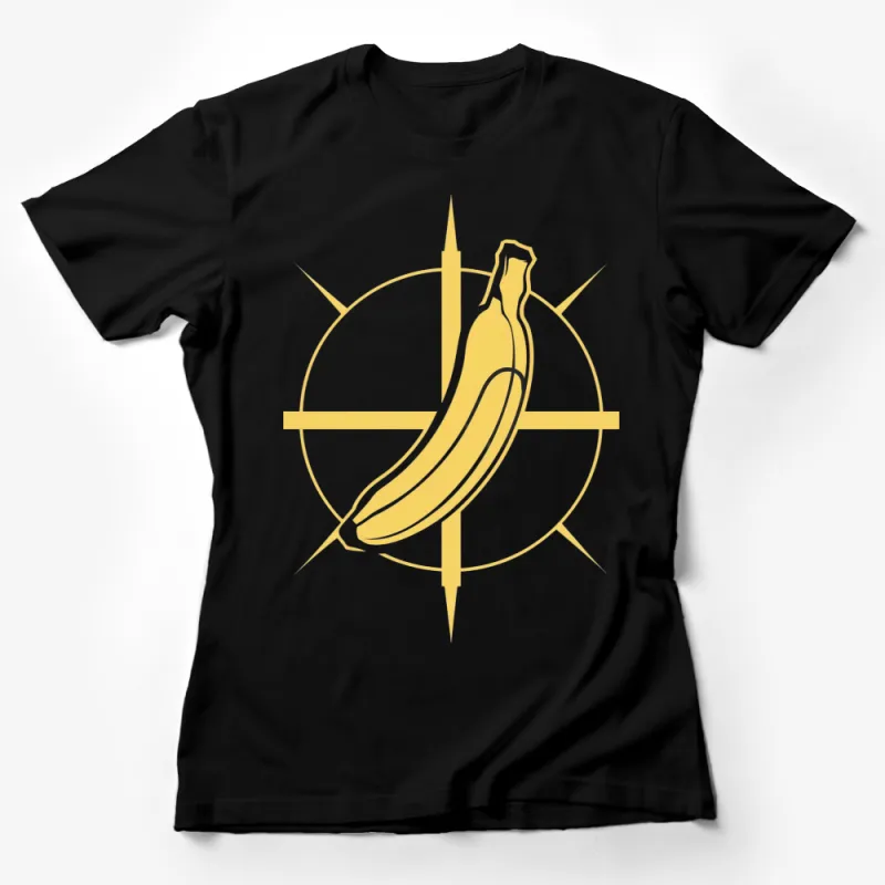 Vintage Banana Compass Graphic T-Shirt, Unisex Yellow Cotton Tee, Unique Nautical Inspired Design Female T-Shirt