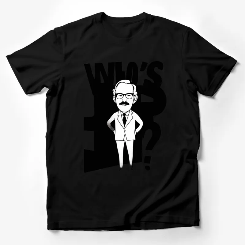 Retro Pop Art Who's Who Graphic T-Shirt, Vintage Style Cartoon Character Tee, Unique Bold Black and White Design Male T-Shirt