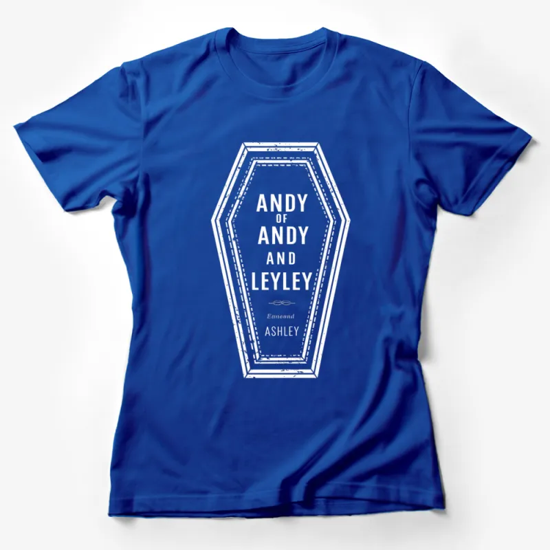 Andy and Leyley Enormond Ashley Personalized Coffin Shape Graphic T-Shirt, Black and White Tee Female T-Shirt