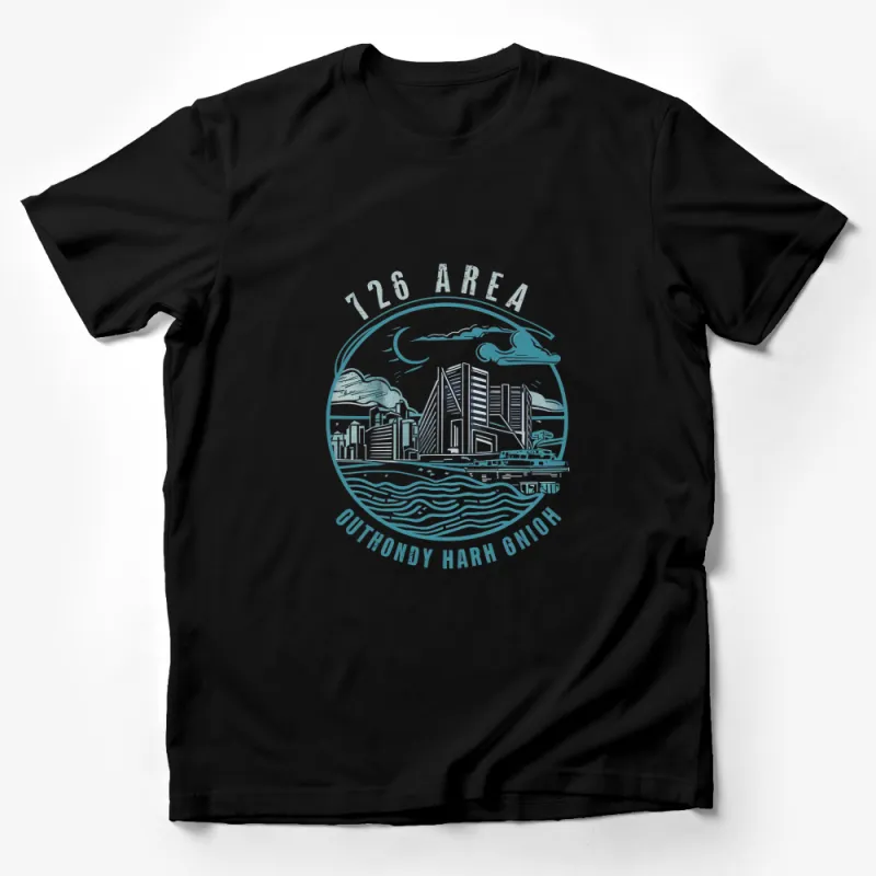 Vintage Bridge City Graphic T-Shirt, Urban Skyline, 126 Area Outbondy Harh Onior Design Male T-Shirt