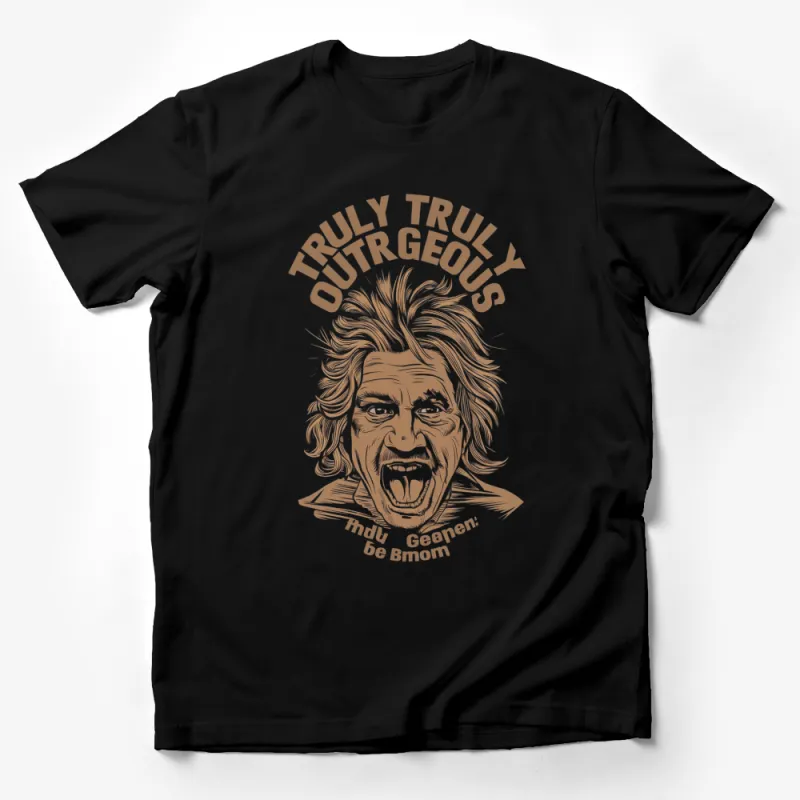 Truly Outrageous Wild Hair and Expression Graphic T-Shirt, Vintage Style Tee, Unique Fashion Statement Top Male T-Shirt