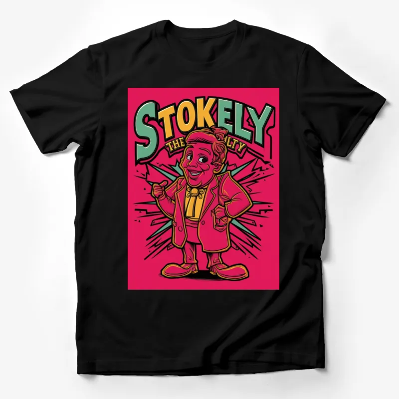 Vintage Stokely Cartoon Character T-Shirt, Retro Style Graphic Tee, Bold Colors Casual Wear Male T-Shirt