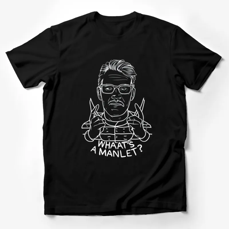 Funny Quote T-Shirt, What's A Manlet? Black and White Graphic Tee, Unique Men's Fashion, Casual Streetwear Male T-Shirt