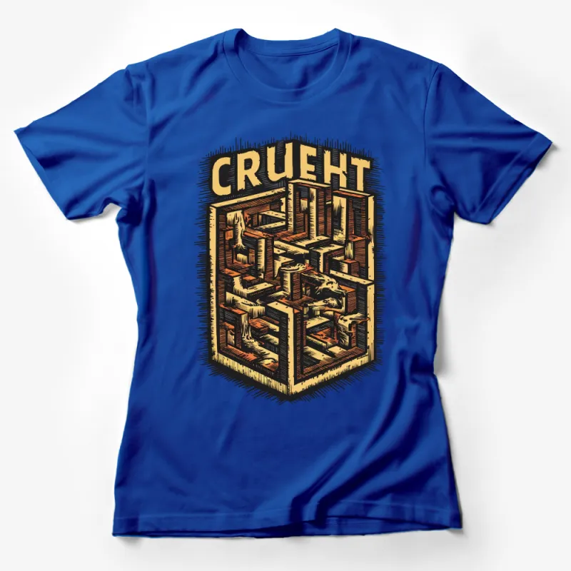 Vintage Labyrinth Design T-Shirt, Cruelty Maze Graphic Tee, Unique Retro Puzzle Shirt Female T-Shirt