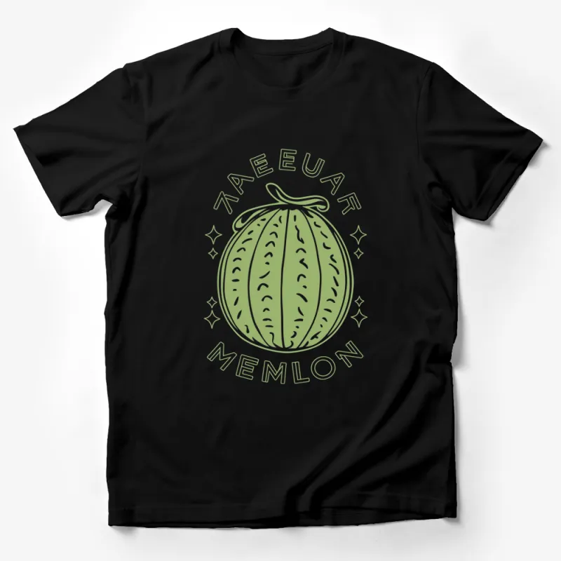 Unique Cactus Shaped Melon Design T-Shirt, Green and White, Stylish Summer Casual Wear Male T-Shirt