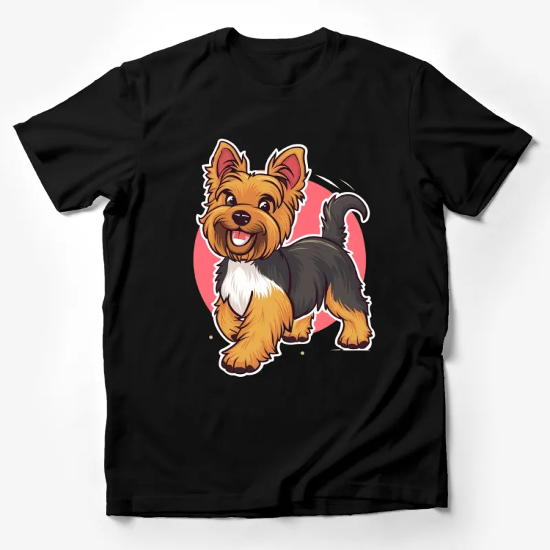 Cute Cartoon Yorkshire Terrier Dog T-Shirt, Funny Yorkie Lover Gift, Unisex Graphic Tee for Pet Owners Male T-Shirt