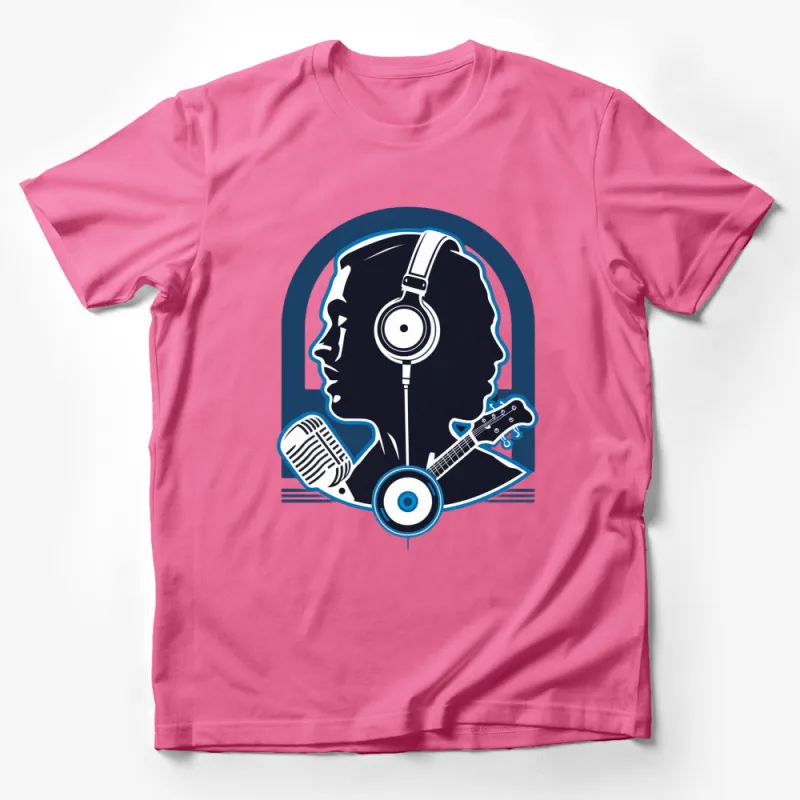 Music Lover T-Shirt, Retro Style Headphone and Guitar Design, Unisex Graphic Tee, Perfect Gift for Musicians Male T-Shirt