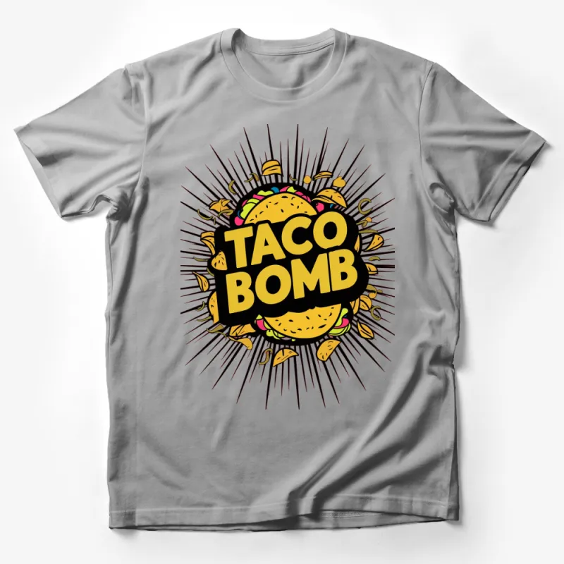 Taco Bomb Graphic T-Shirt, Colorful Taco Explosion Design, Unisex Foodie Tee Male T-Shirt