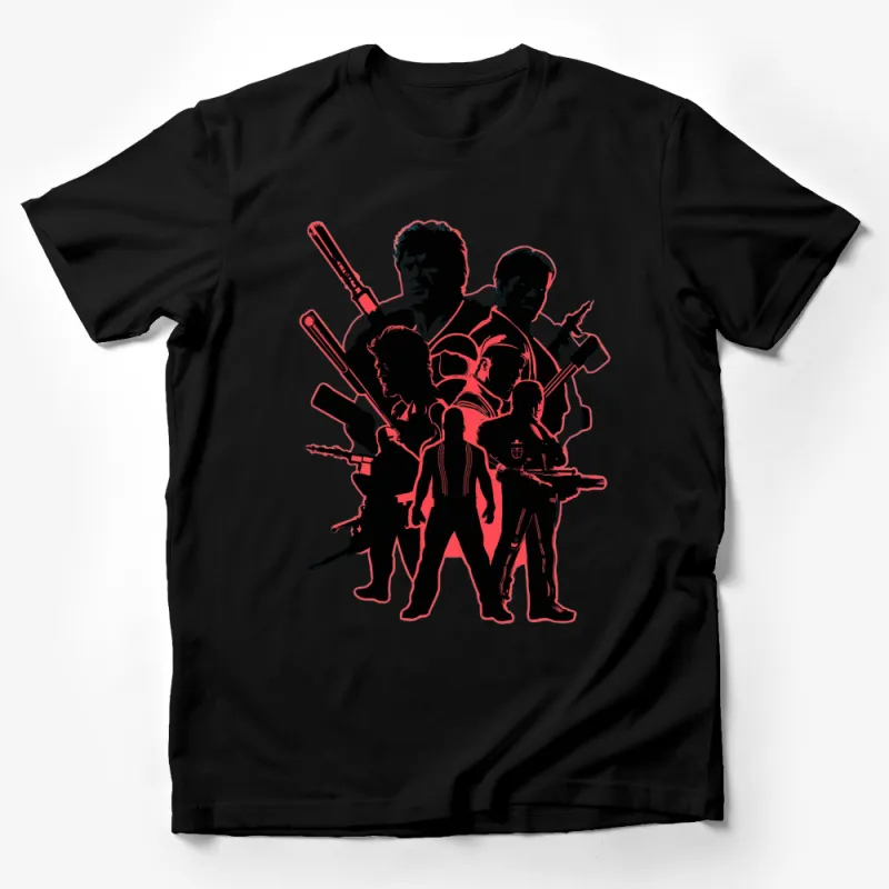 Retro Action Heroes T-Shirt, Vintage Movie Characters Tee, Unique Graphic Shirt Design Male T-Shirt