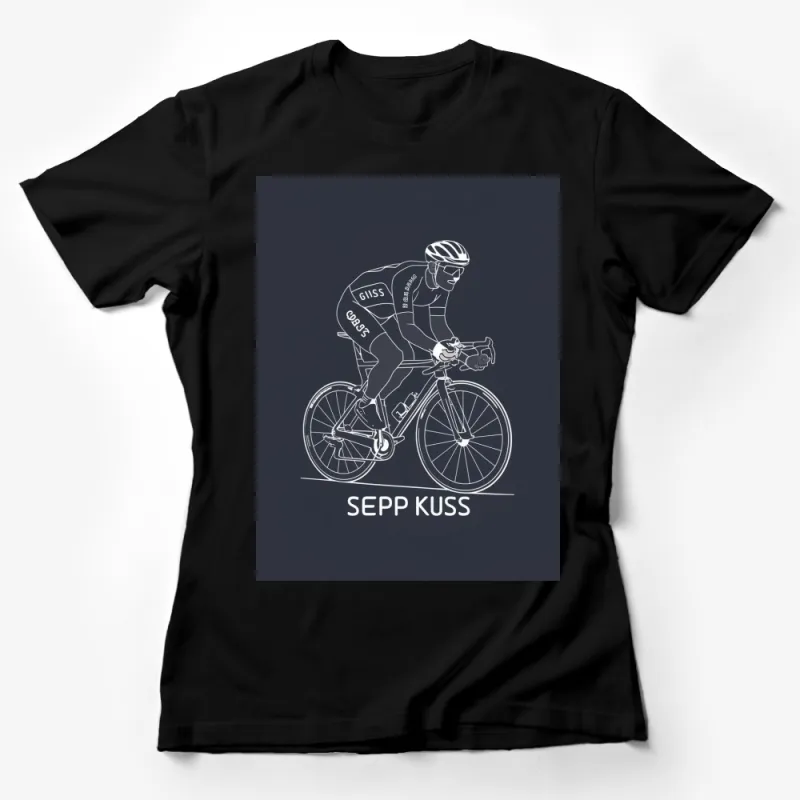 Men's Cycling T-Shirt with Sepp Kuss Graphic, Casual Sports Tee, Road Bike Rider Design, Navy Blue Female T-Shirt