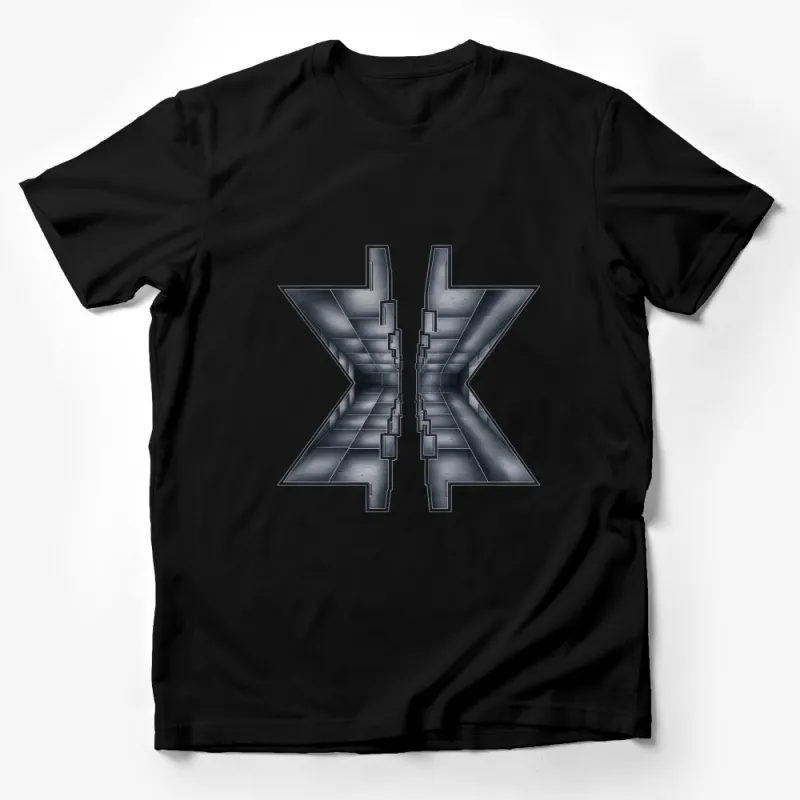 Futuristic Star Design T-Shirt, 3D Metallic Look, Modern Graphic Tee, Unisex Fashion Male T-Shirt