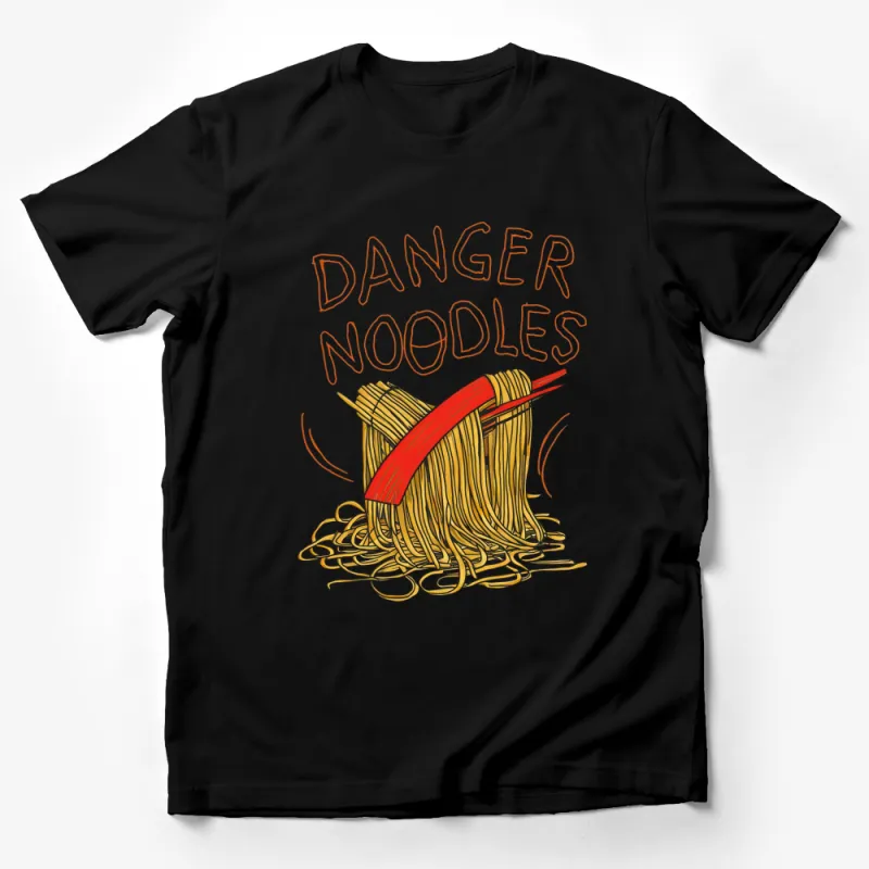 Danger Noodles Funny T-Shirt, Spaghetti Graphic Tee, Red Chopsticks, Unique Foodie Shirt, Casual Comfortable Cotton Top Male T-Shirt