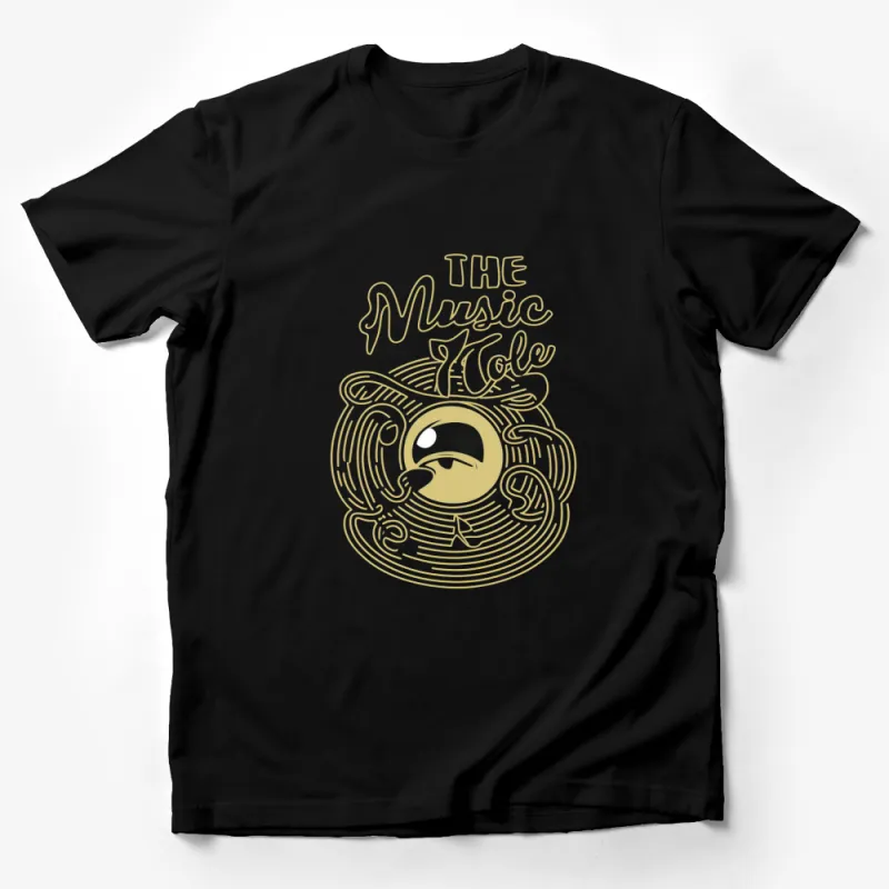 Vintage Music Note Graphic T-Shirt, Gold Tone Vinyl Record Design, Unisex Music Lover Tee Male T-Shirt