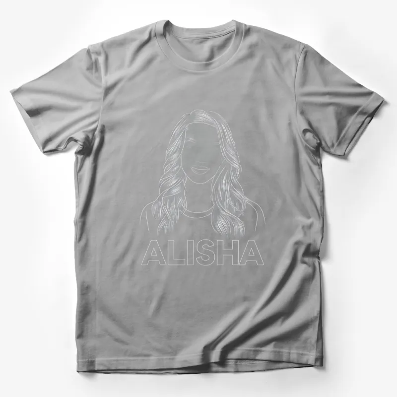 Alisha Name Graphic T-Shirt, Minimal Line Art, Fashionable Modern Tee, Personalized Casual Wear Male T-Shirt