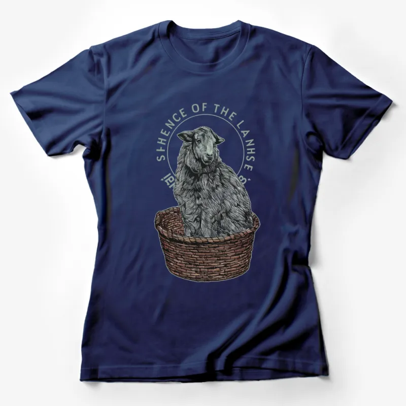 Vintage Sheep Print T-Shirt, Animal in Basket Graphic Tee, Classic Farmhouse Style Top, Unisex Clothing Female T-Shirt