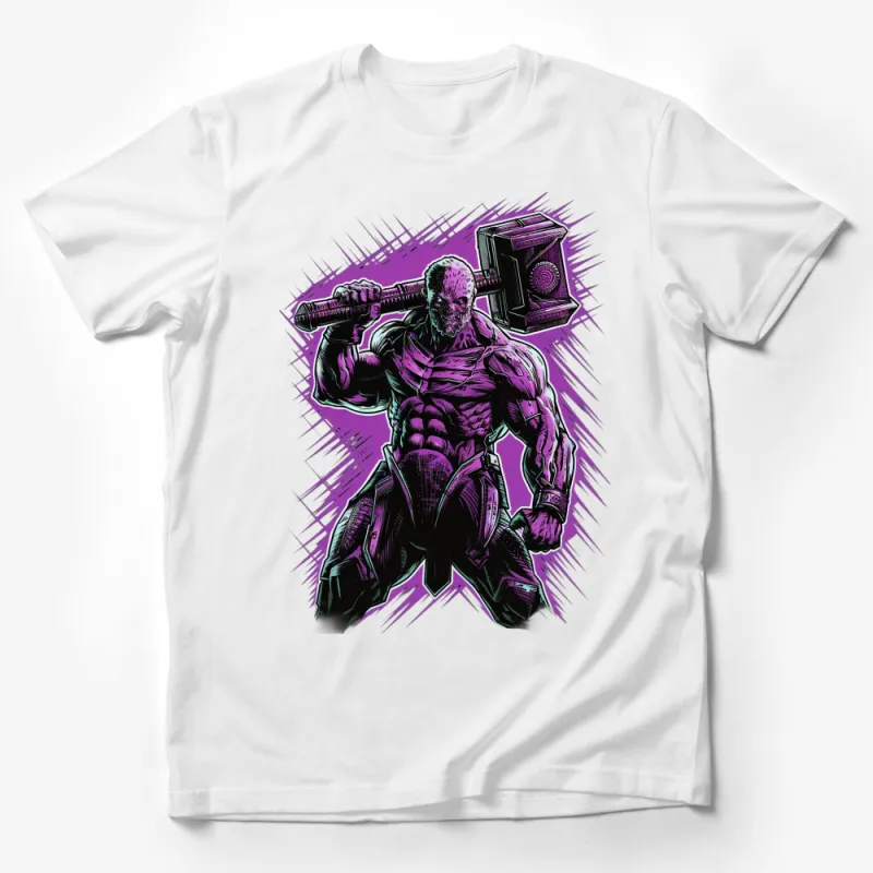 Men's Graphic T-Shirt, Purple Cyber Warrior Design, Futuristic Soldier Tee, Unique Sci-Fi Apparel Male T-Shirt