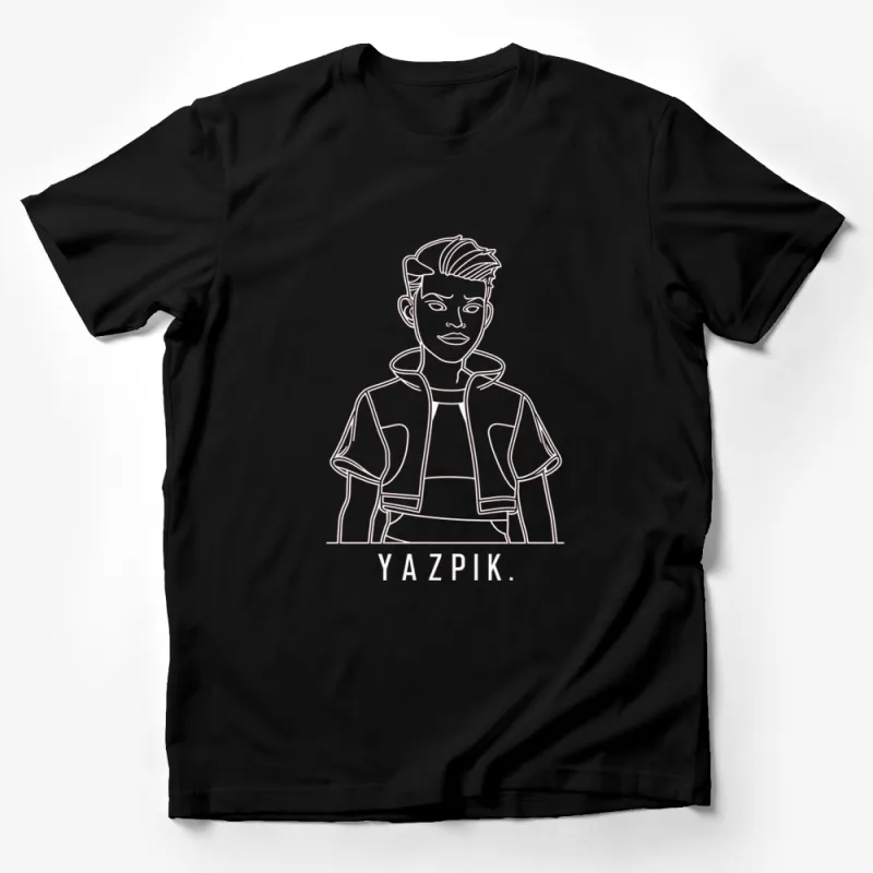 Modern Line Art T-Shirt, Trendy Minimalist Face Design, Unisex Fashion Top Male T-Shirt