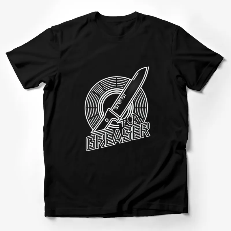 Vintage Greaser T-Shirt, Retro Knife Graphic Tee, Bold Black and White Design, Unisex Male T-Shirt