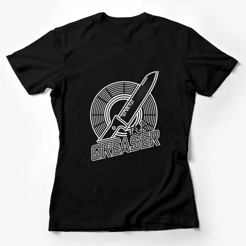 Vintage Greaser T-Shirt, Retro Knife Graphic Tee, Bold Black and White Design, Unisex Female T-Shirt