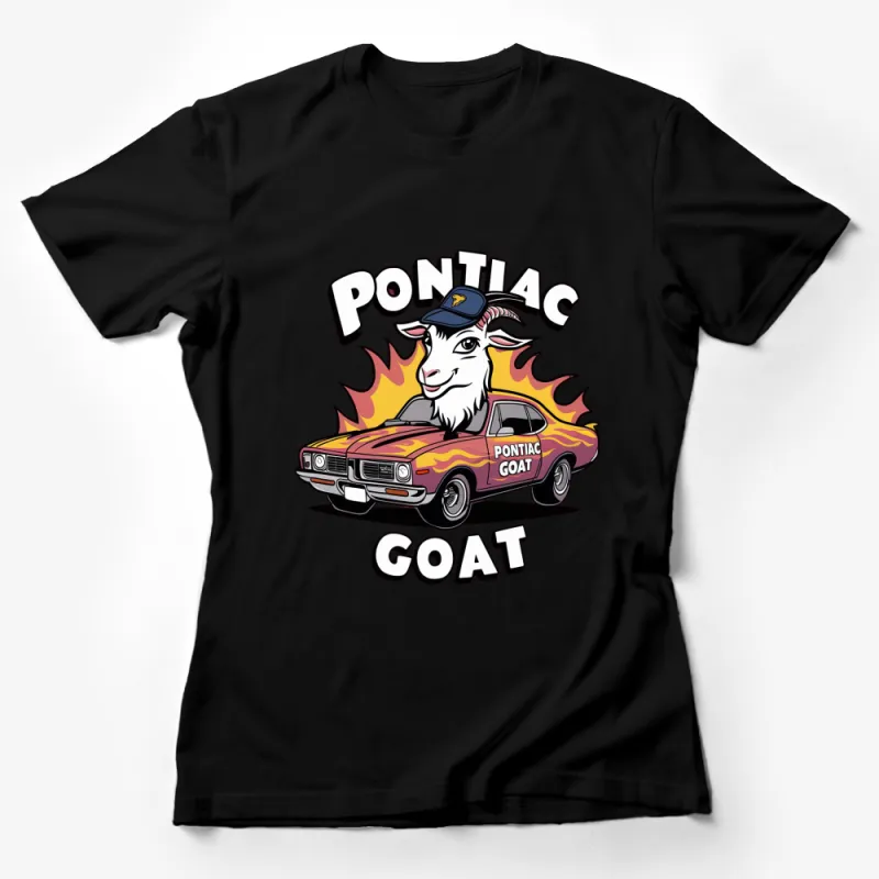 Pontiac Goat Graphic T-Shirt, Classic Car and Goat Lover Tee, Fire Design Unisex Shirt, Retro Style Apparel Female T-Shirt