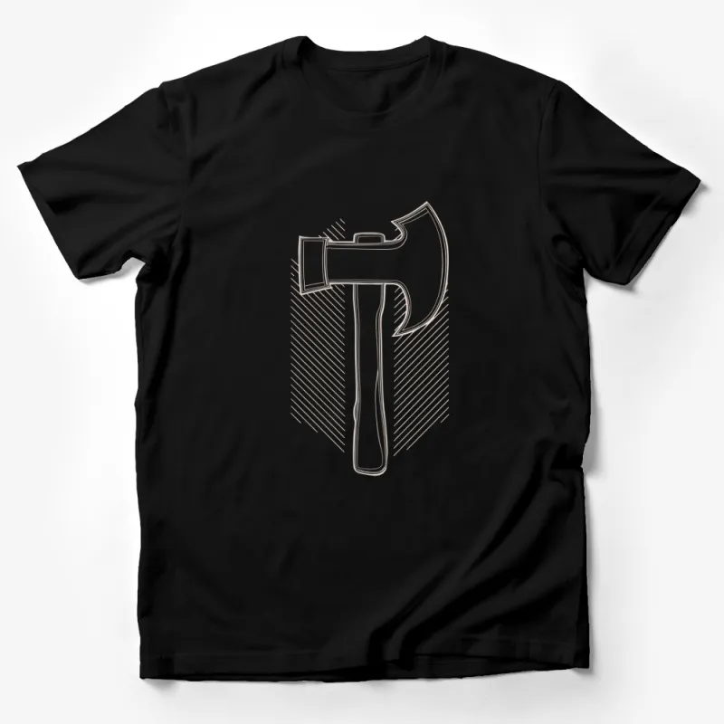 Graphic T-Shirt Featuring Minimalist White Axe Design, Modern Unisex Apparel Male T-Shirt