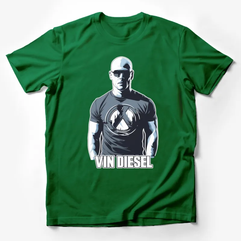 Cool Graphic Tee with Bald Character, Iconic Symbol T-Shirt, Bold Fashion Male T-Shirt