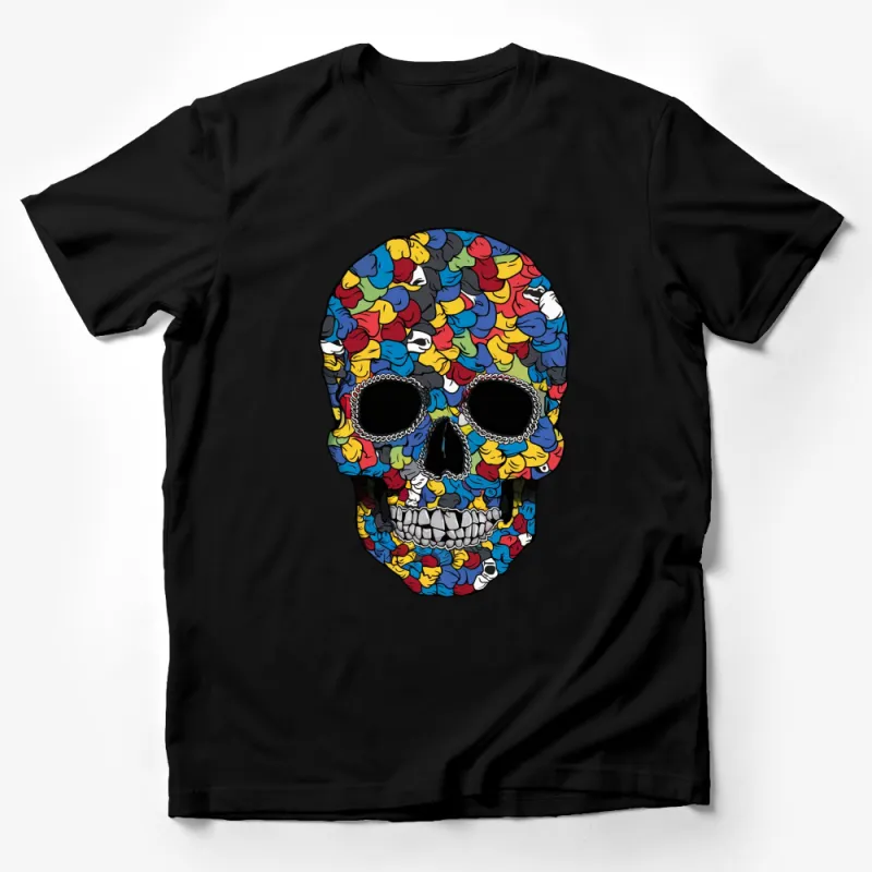 Colorful Skull T-Shirt, Pop Art Style Skull Tee, Vibrant Graphic Skull Shirt, Unisex Skull Apparel Male T-Shirt