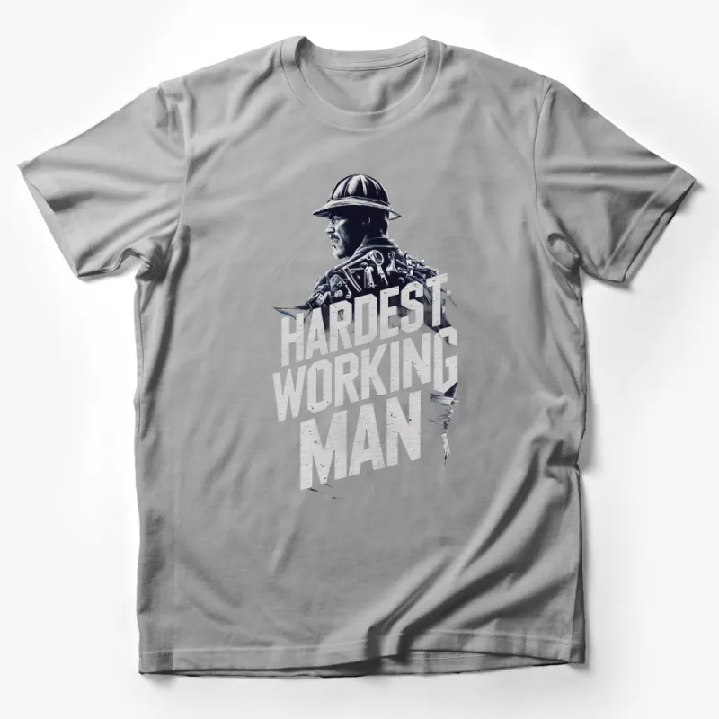 Firefighter Graphic T-Shirt, Hardest Working Man Tee, Hero Fireman Tribute Shirt, Inspirational Apparel Male T-Shirt