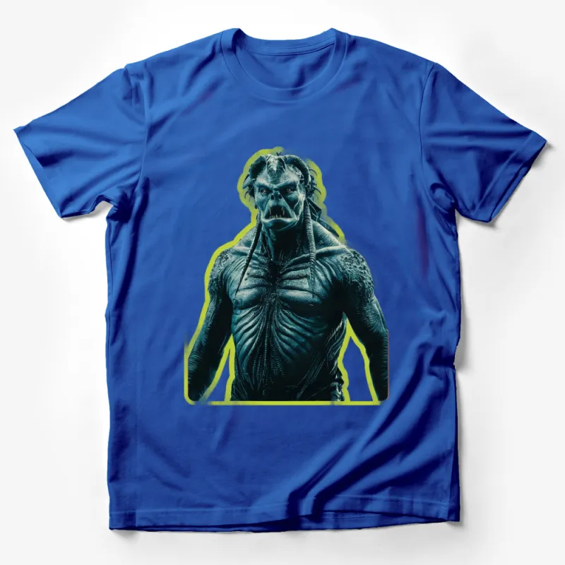 Men's Gothic Monster Graphic Tee, Green Creature Designer T-Shirt, Unique Fantasy Fashion, Cool Horror Apparel Male T-Shirt