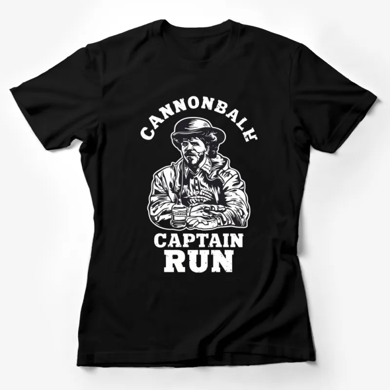 Cannonball Captain Run T-Shirt, Vintage Pirate Graphic Tee, Black and White, Men's Fashion, Unique Gift Female T-Shirt