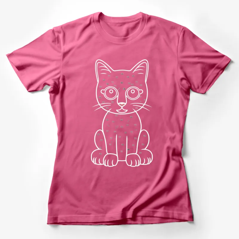 Black Cat T-Shirt with White Graphic, Cute Sitting Cat Design, Unisex Adult Clothing, Cat Lover Gift Idea Female T-Shirt