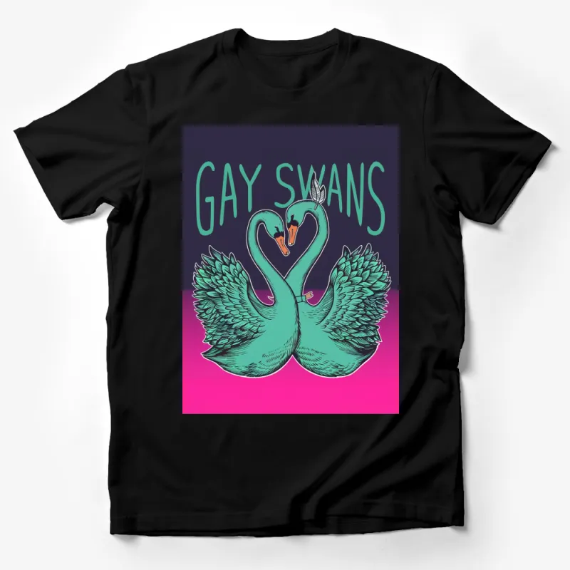 Gay Swans T-Shirt, LGBT Couple Love Graphic, Pride Apparel, Romantic Swan Illustration Tee Male T-Shirt