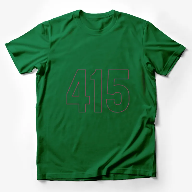 Stylish 415 Number T-Shirt, Bold Pink Numeral Design, Unisex Casual Wear Male T-Shirt