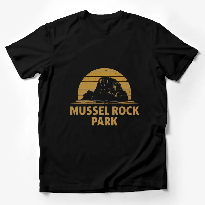 Mussel Rock Park Vintage Graphic T-Shirt, Retro Sunset Nature Tee, Unique Outdoor Adventure Clothing Male T-Shirt