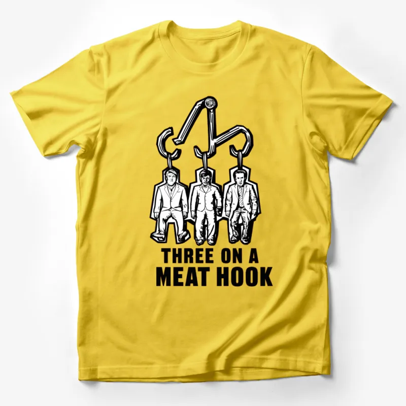 Three on a Meat Hook Graphic T-Shirt, Vintage Horror Movie Inspired Tee, Unique Design Casual Wear Male T-Shirt