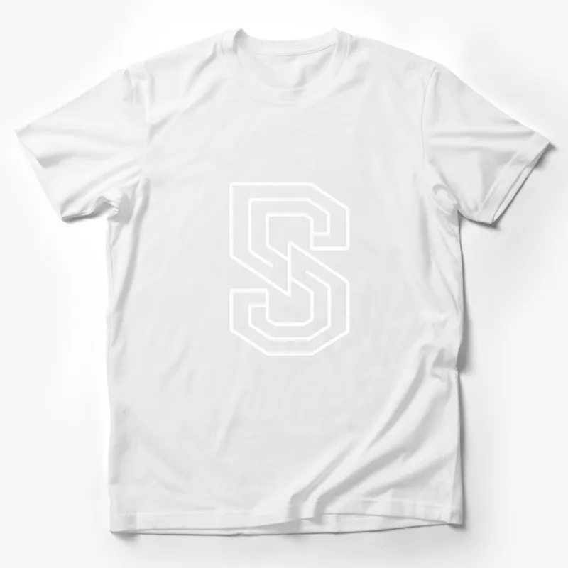 Minimalist Monochrome S Letter Design T-Shirt, Modern Graphic Tee, Urban Style Top Male T-Shirt