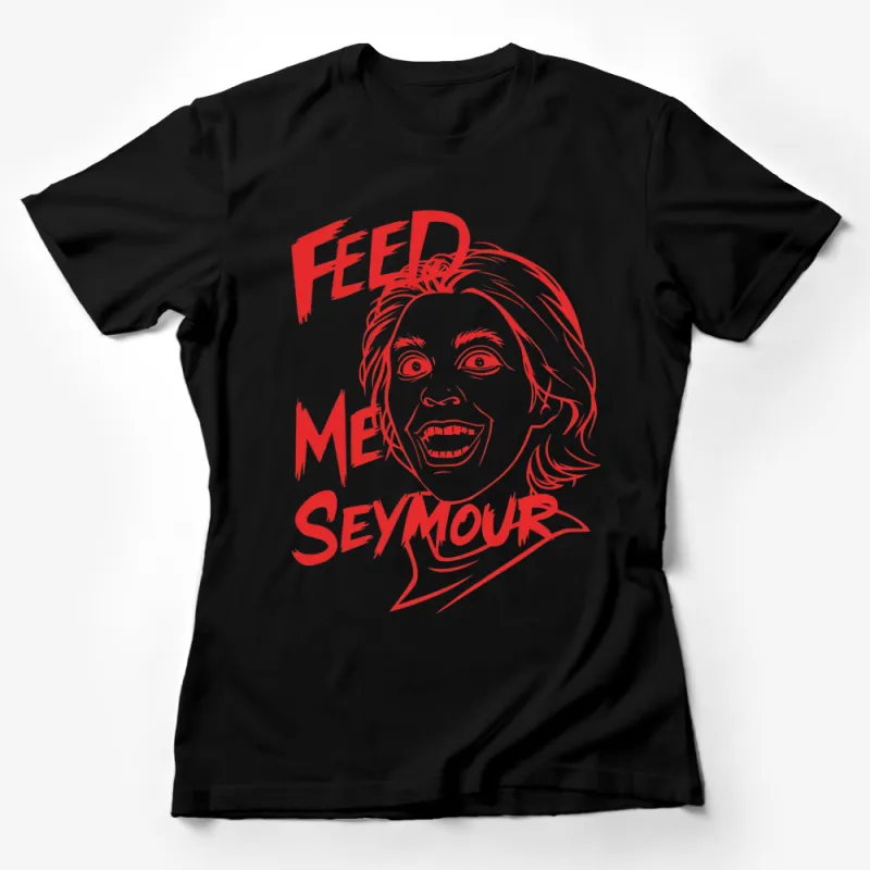 Feed Me Seymour Red Graphic T-Shirt, Vintage Movie Inspired, Unisex Fashion Tee, Retro Pop Culture Apparel Female T-Shirt