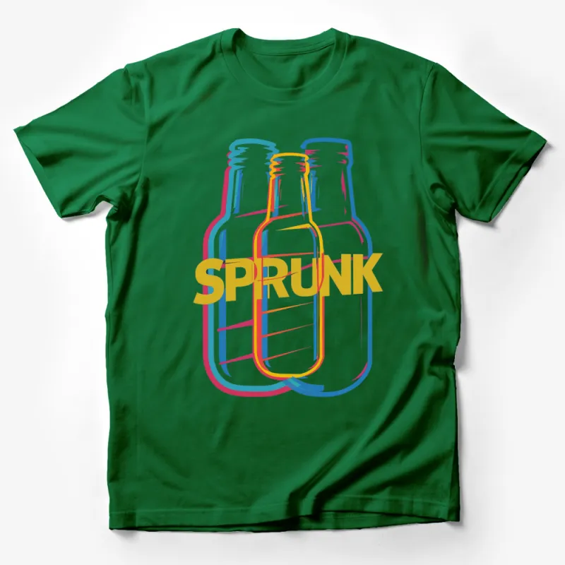 Colorful Sprunk Bottle Graphic T-Shirt, Stylish Summer Wear for All Male T-Shirt