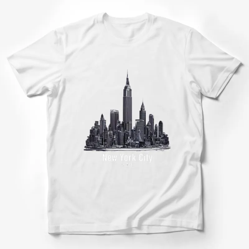 New York City Skyline Graphic T-Shirt, Urban Chic Monochrome NYC ASL Tee, Unisex Fashion Top Male T-Shirt