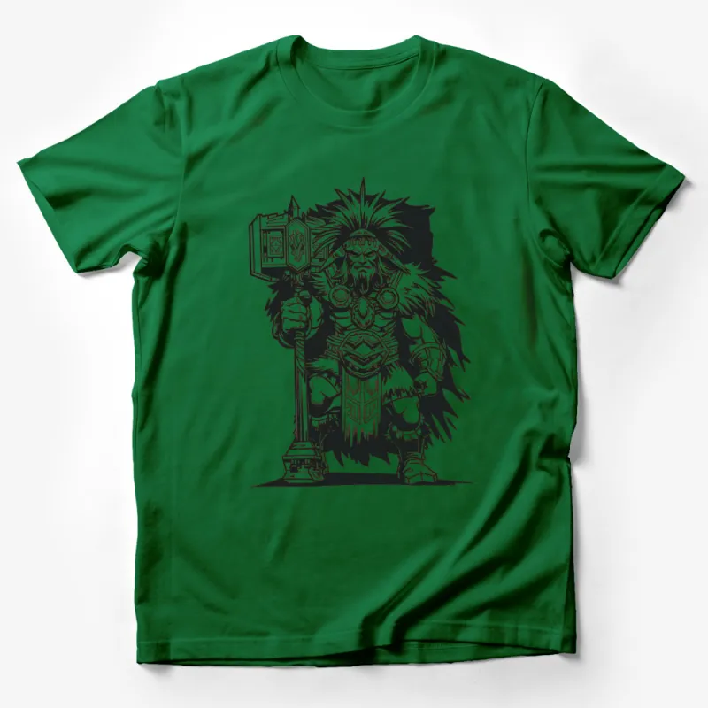 Fantasy Dwarf Warrior T-Shirt, Epic Hammer Warrior, Norse Mythology Inspired, Gift for Gamers Male T-Shirt