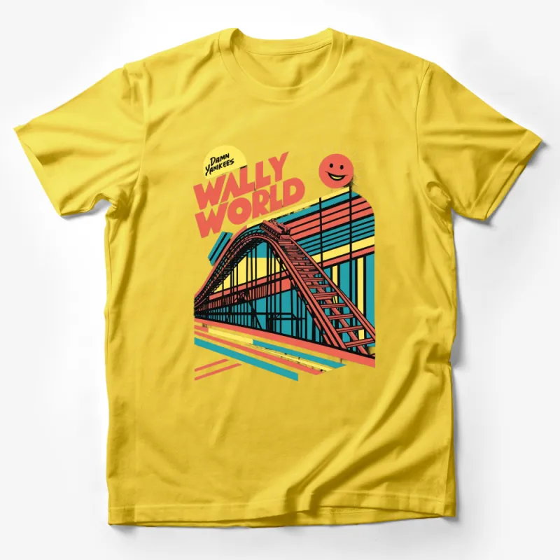 Wally World T-Shirt, Damn Yankees Retro Roller Coaster Graphic Tee, Sun and Fun Design Male T-Shirt