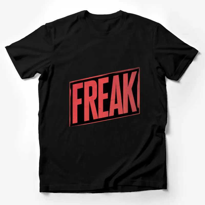 Bold Red and Black FREAK Text Graphic T-Shirt, Statement Fashion, Unisex Casual Wear, Street Style Male T-Shirt