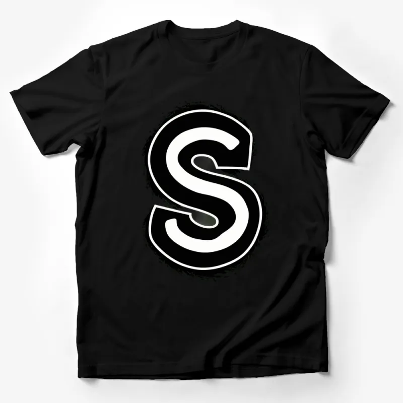 Stylish Monogram S T-Shirt with Black and White Splash Design, Unisex Fashion Tee Male T-Shirt