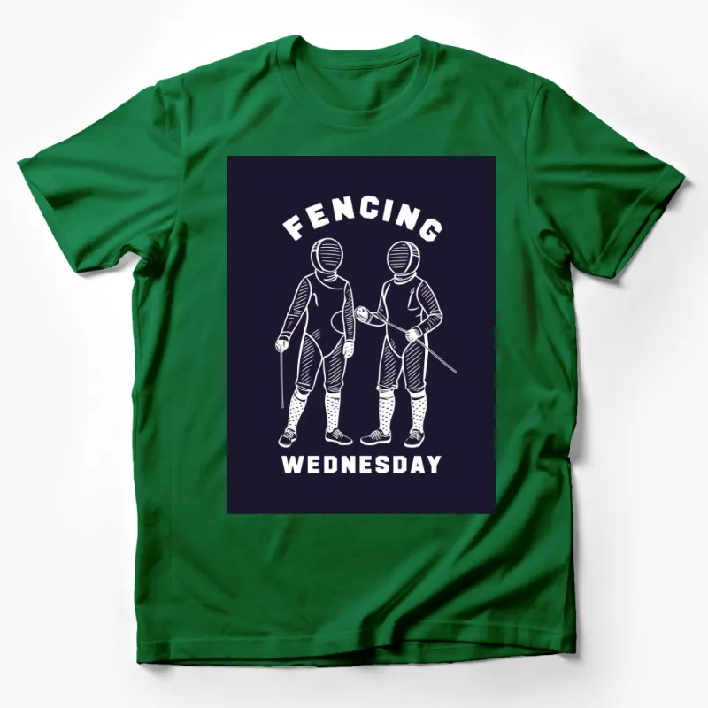 Fencing Wednesday T-Shirt, Vintage Dueling Fencers Graphic Tee, Sports Enthusiast Casual Wear, Gift for Fencers Male T-Shirt