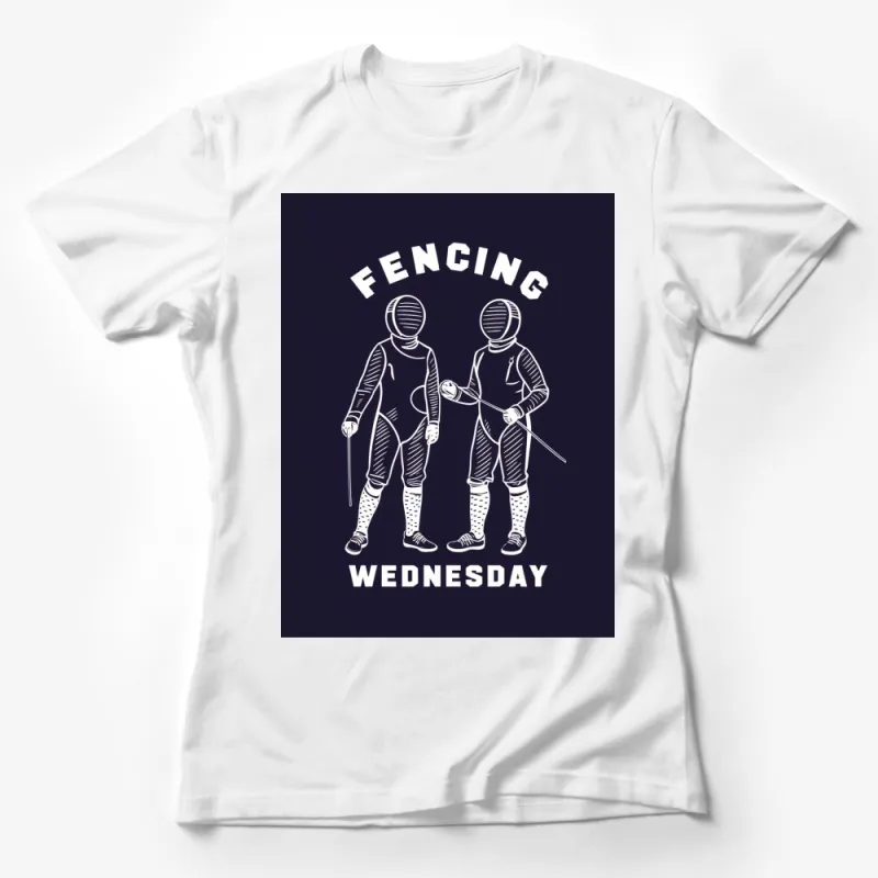 Fencing Wednesday T-Shirt, Vintage Dueling Fencers Graphic Tee, Sports Enthusiast Casual Wear, Gift for Fencers Female T-Shirt