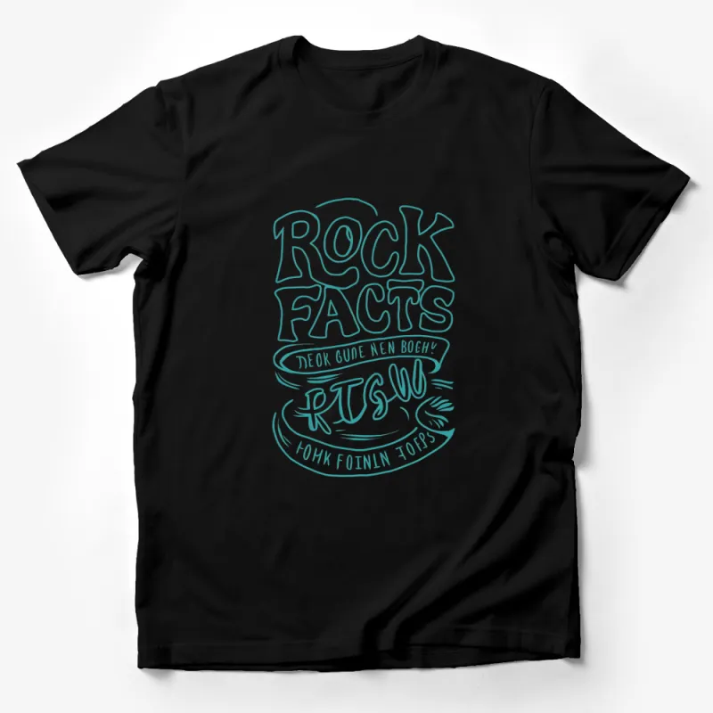 Rock Facts Teal Graphic T-Shirt, Fun and Stylish Text Design, Casual Unisex Tee Male T-Shirt