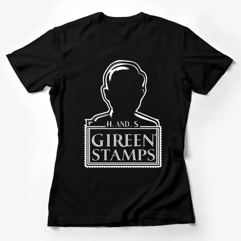 Vintage Green Stamps Retro Design T-Shirt, Classic Monochrome Style Tee, Unisex Graphic Shirt Female T-Shirt