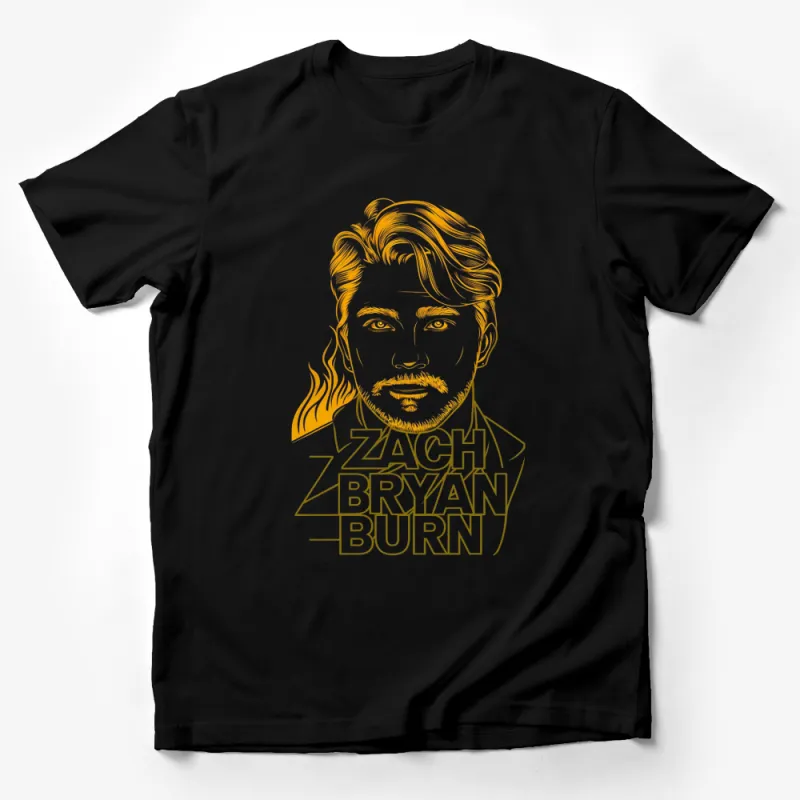 Zach Bryan Burn Graphic T-Shirt - Orange Illustration, Vintage Style Men's Portrait Tee, Indie Music Inspired Apparel Male T-Shirt